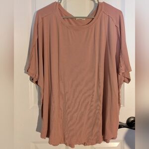 easel Short Sleeve Oversized Top in Mauve Pink